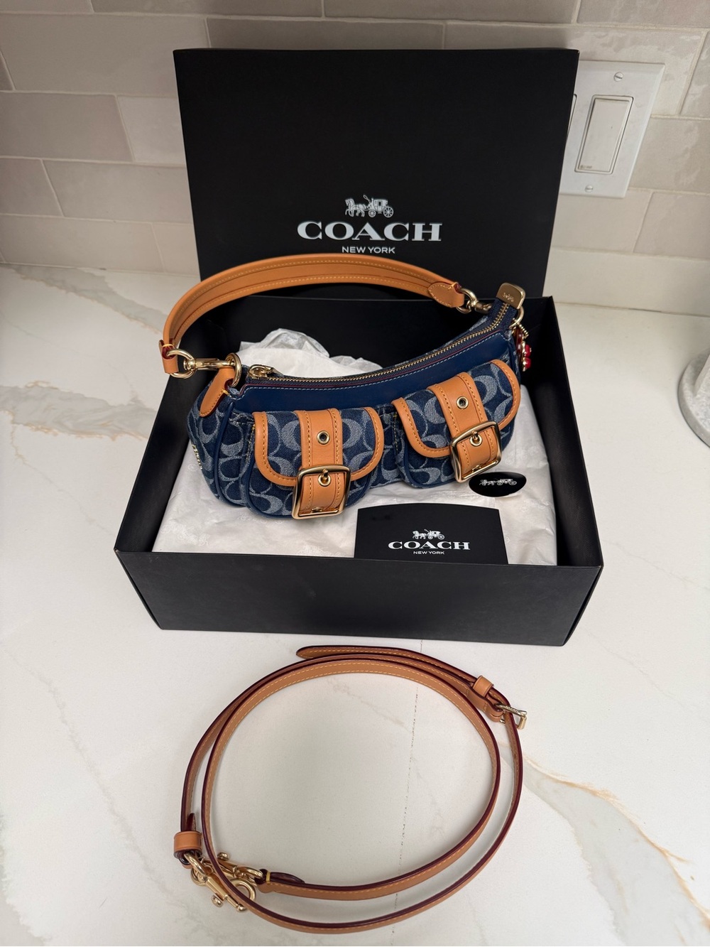 Coach Signature Denim Ashton Shoulder Bag